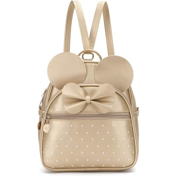 Bowknot Polka Dot Mini Backpack And Convertible Shoulder Bag Purse for Women - Picture 1 of 7
